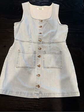 Light Blue Denim Button-Front Dress